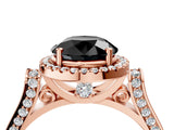 Rose gold Fancy Black Round Cut Halo Round Diamond Twist Band with Four-Prong Setting_4