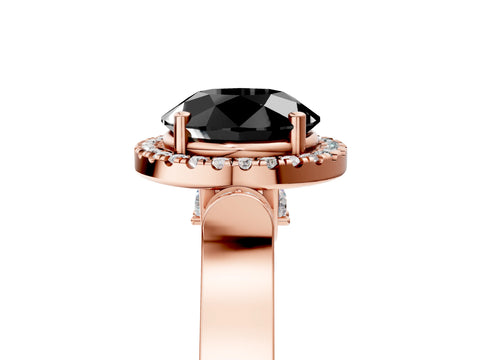 Rose gold Fancy Black Round Cut Halo Round Diamond Twist Band with Four-Prong Setting_5