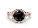 Rose gold Fancy Black Round Cut Halo Twist Band with Four-Prong Setting_12