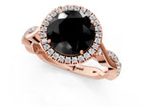 Rose gold Fancy Black Round Cut Halo Twist Band with Four-Prong Setting_13
