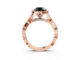 Rose gold Fancy Black Round Cut Halo Twist Band with Four-Prong Setting_15