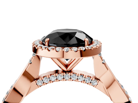 Rose gold Fancy Black Round Cut Halo Twist Band with Four-Prong Setting_4