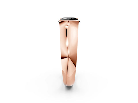 Rose gold Fancy Black Round Cut Solitaire Bezel Set Diamond Ring with Wide Band_2