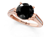 Rose gold Fancy Black Round Cut Solitaire Cathedral Diamond Engagement Ring with Channel-Set Band and Four-Prong Setting_4
