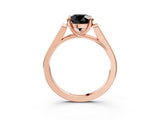 Rose gold Fancy Black Round Cut Solitaire Cathedral Diamond Engagement Ring with Channel-Set Band and Four-Prong Setting_6