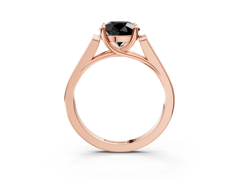 Rose gold Fancy Black Round Cut Solitaire Cathedral Diamond Engagement Ring with Channel-Set Band and Four-Prong Setting_6