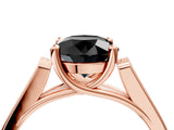 Rose gold Fancy Black Round Cut Solitaire Cathedral Diamond Engagement Ring with Channel-Set Band and Four-Prong Setting_7