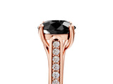 Rose gold Fancy Black Round Cut Solitaire Cathedral Diamond Engagement Ring with Channel-Set Band and Four-Prong Setting_8