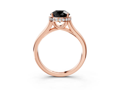Rose gold Fancy Black Round Cut Solitaire Diamond Engagement Ring with Four-Prong Setting and Tapered Band_3