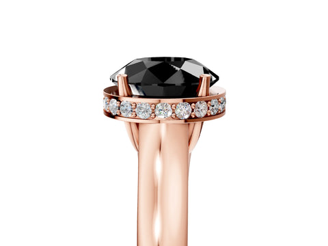 Rose gold Fancy Black Round Cut Solitaire Diamond Engagement Ring with Four-Prong Setting and Tapered Band_5