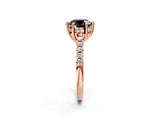 Rose gold Fancy Black Round Cut Solitaire Diamond Engagement Ring with Pavé Band and Six-Prong Setting_2