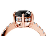 Rose gold Fancy Black Round Cut Solitaire Diamond Engagement Ring with Pavé Band and Six-Prong Setting_4