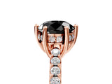 Rose gold Fancy Black Round Cut Solitaire Diamond Engagement Ring with Pavé Band and Six-Prong Setting_5
