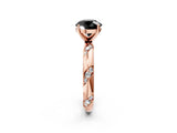 Rose gold Fancy Black Round Cut Solitaire Diamond Engagement Ring with Twisted Pave Band and Four-Prong Setting_5