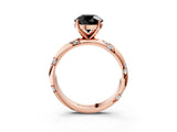 Rose gold Fancy Black Round Cut Solitaire Diamond Engagement Ring with Twisted Pave Band and Four-Prong Setting_6
