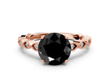 Rose gold Fancy Black Round Cut Solitaire Diamond Ring with Infinity Twist Band and Four-Prong Setting_12
