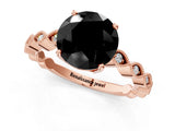 Rose gold Fancy Black Round Cut Solitaire Diamond Ring with Infinity Twist Band and Four-Prong Setting_13