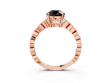 Rose gold Fancy Black Round Cut Solitaire Diamond Ring with Infinity Twist Band and Four-Prong Setting_15