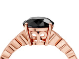 Rose gold Fancy Black Round Cut Solitaire Diamond Ring with Infinity Twist Band and Four-Prong Setting_16