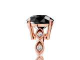 Rose gold Fancy Black Round Cut Solitaire Diamond Ring with Infinity Twist Band and Four-Prong Setting_17