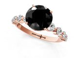 Rose gold Fancy Black Round Cut Solitaire Diamond Ring with Pave Band and Four-Prong Setting_1