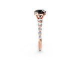 Rose gold Fancy Black Round Cut Solitaire Diamond Ring with Pave Band and Four-Prong Setting_2
