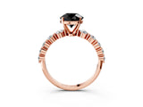 Rose gold Fancy Black Round Cut Solitaire Diamond Ring with Pave Band and Four-Prong Setting_3