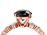 Rose gold Fancy Black Round Cut Solitaire Diamond Ring with Pave Band and Four-Prong Setting_4