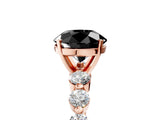 Rose gold Fancy Black Round Cut Solitaire Diamond Ring with Pave Band and Four-Prong Setting_5