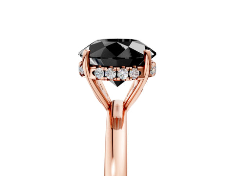 Rose gold Fancy Black Round Cut Solitaire Diamond Ring with Prong Setting and Plain Band_5