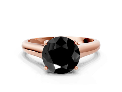 Rose gold Fancy Black Round Cut Solitaire Engagement Ring with Tapered Band and Four-Prong Setting_3