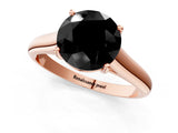 Rose gold Fancy Black Round Cut Solitaire Engagement Ring with Tapered Band and Four-Prong Setting_4