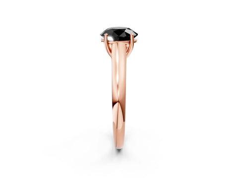 Rose gold Fancy Black Round Cut Solitaire Engagement Ring with Tapered Band and Four-Prong Setting_5
