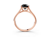 Rose gold Fancy Black Round Cut Solitaire Engagement Ring with Tapered Band and Four-Prong Setting_6