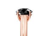 Rose gold Fancy Black Round Cut Solitaire Engagement Ring with Tapered Band and Four-Prong Setting_8