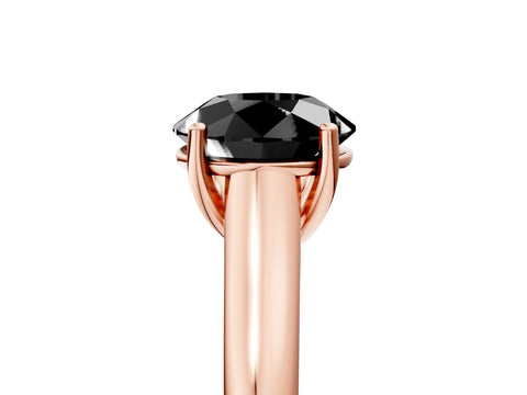 Rose gold Fancy Black Round Cut Solitaire Engagement Ring with Tapered Band and Four-Prong Setting_8