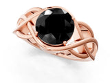 Rose gold Fancy Black Round Cut Solitaire Intertwined Band Prong Setting Ring_1