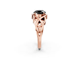Rose gold Fancy Black Round Cut Solitaire Intertwined Band Prong Setting Ring_2
