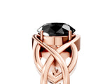 Rose gold Fancy Black Round Cut Solitaire Intertwined Band Prong Setting Ring_5