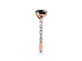 Rose gold Fancy Black Round Cut Solitaire Marquise Side Stone Prong Setting Ring_2