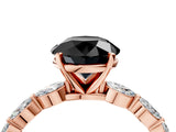 Rose gold Fancy Black Round Cut Solitaire Marquise Side Stone Prong Setting Ring_4