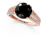 Rose gold Fancy Black Round Cut Solitaire Split Shank Pavé Diamond Engagement Ring_1