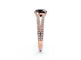 Rose gold Fancy Black Round Cut Solitaire Split Shank Pavé Diamond Engagement Ring_2