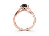 Rose gold Fancy Black Round Cut Solitaire Split Shank Pavé Diamond Engagement Ring_3