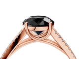 Rose gold Fancy Black Round Cut Solitaire Split Shank Pavé Diamond Engagement Ring_4