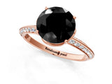 Rose gold Fancy Black Round Cut Solitaire Split Shank Pave Diamond Engagement Ring with Four-Prong Setting_1