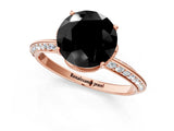 Rose gold Fancy Black Round Cut Solitaire Split Shank Pave Diamond Engagement Ring with Four-Prong Setting_25