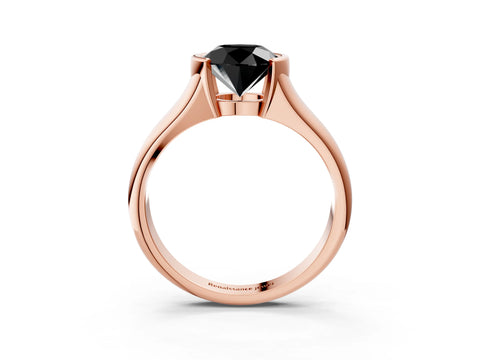 Rose gold Fancy Black Round Cut Solitaire Tension Set Diamond Ring with Split Shank Band_3