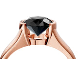 Rose gold Fancy Black Round Cut Solitaire Tension Set Diamond Ring with Split Shank Band_4