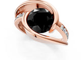 Rose gold Fancy Black Round Cut Solitaire Tension-Set Diamond Split Shank Ring_1